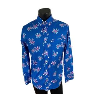 Vineyard Vines Mens Button Down Murray Shirt Slim Floral Blue Pink S